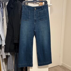 Pilcro Wide-Leg Crop Jeans in Dark Blue The Skipper